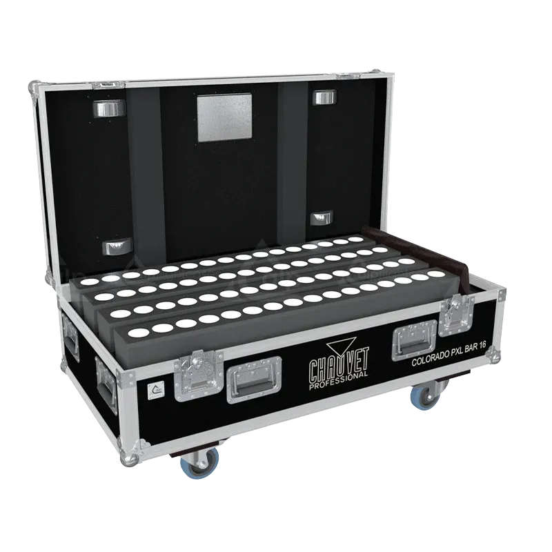 ゴメス16 フライトセット 4x Chauvet Colorado PXL Bar 16 Lighting Flight Case | ALP FLIGHT CASES