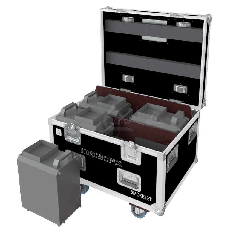 <tc>ALP FLIGHT CASES 4X MAGICFX SMOKEJET + ACCESSOIRES - ROULETTES</tc>