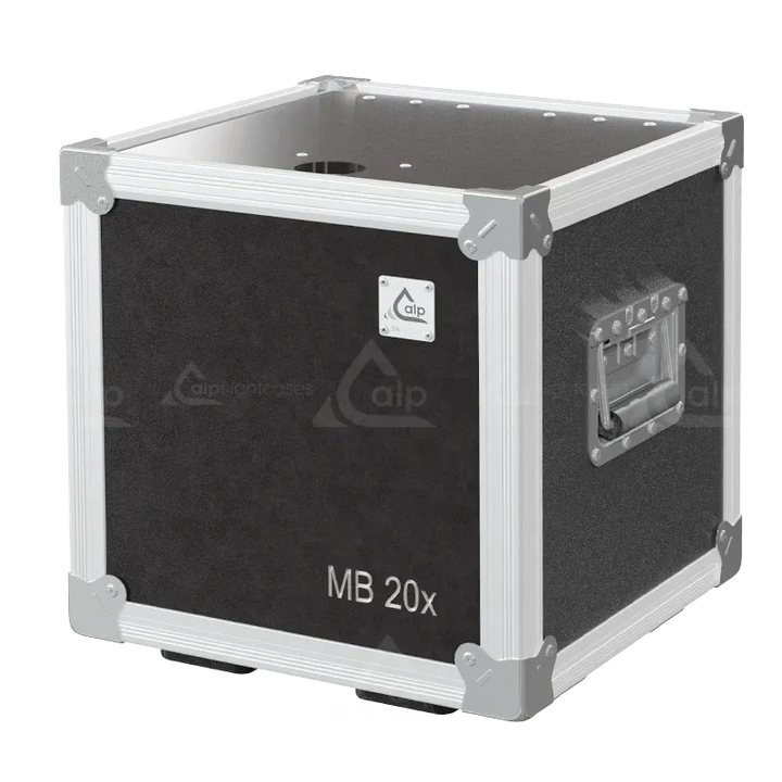 ALP FLIGHT CASES front view of Antari MB-20X battery-powered mobile fog machine flight case with heavy-duty 10mm birch plywood