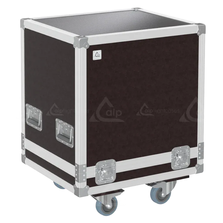 ALP FLIGHT CASES front view of Antari S-600 Yeti high-output snow machine flight case with heavy-duty 10mm birch plywood and 100mm wheels