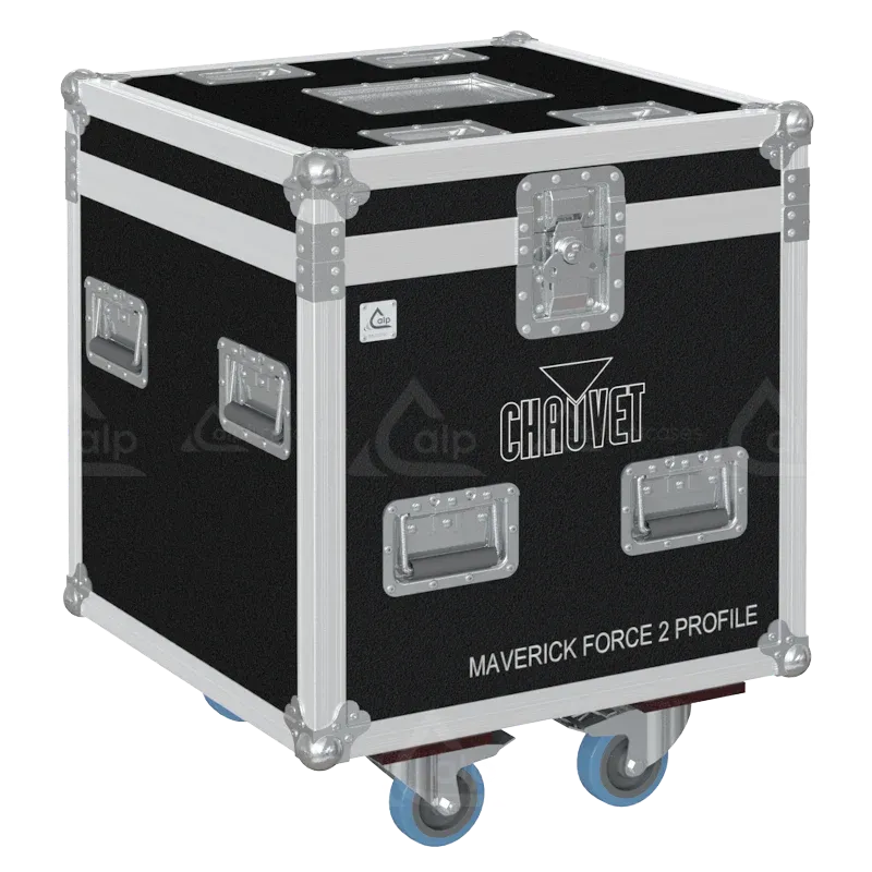 ALP FLIGHT CASES - Front view of 1x Chauvet Maverick Force 2 Profile flight case with heavy-duty hardware