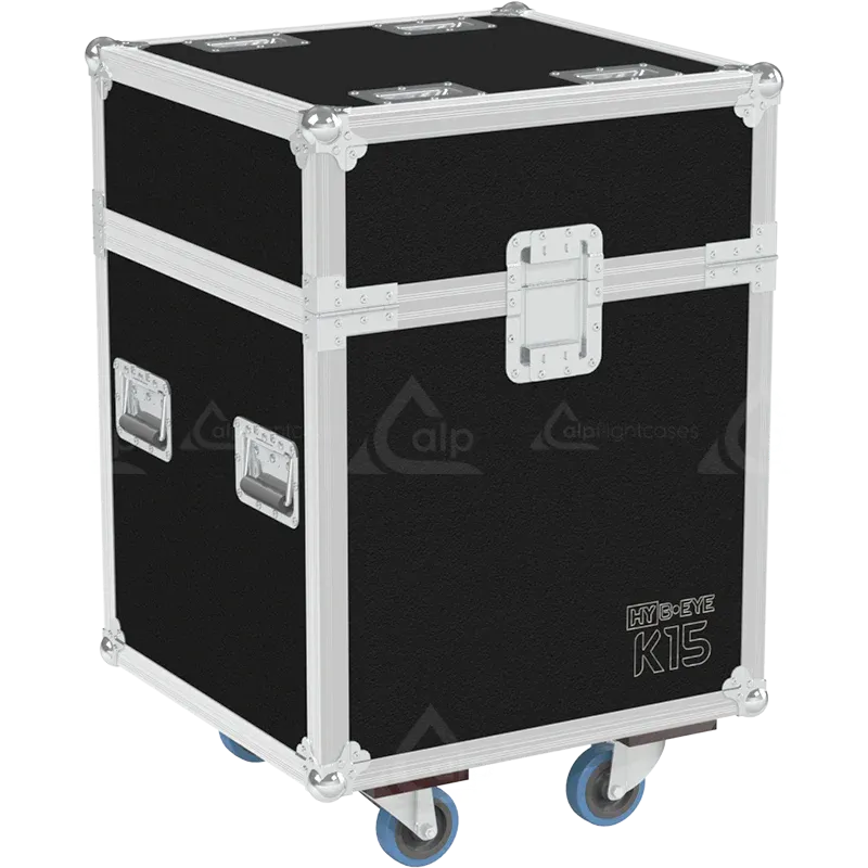ALP FLIGHT CASES - Rear perspective of 1x Claypaky HY B-EYE K25 touring shell solution