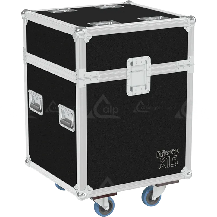 ALP FLIGHT CASES - Rear perspective of 1x Claypaky HY B-EYE K25 touring shell solution