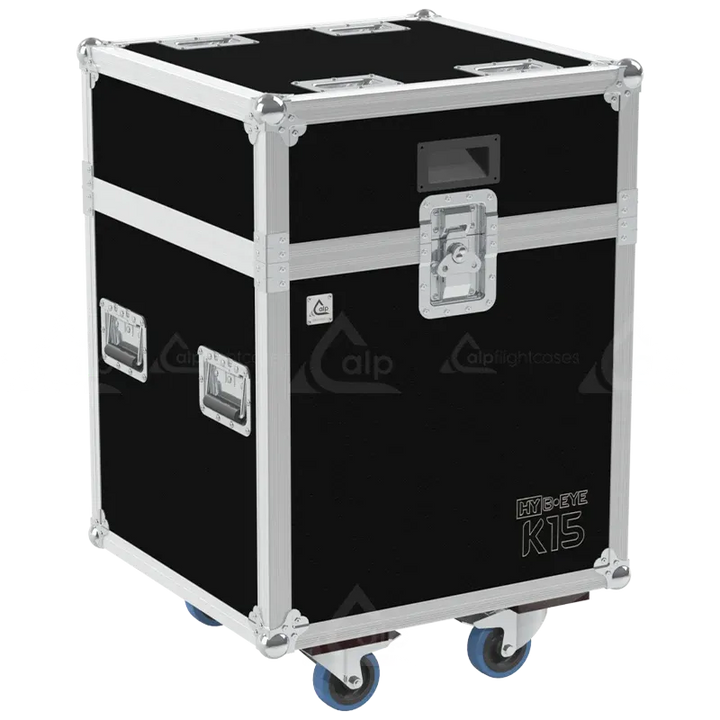 ALP FLIGHT CASES - Front view of 1x Claypaky HY B-EYE K25 flight case shell with heavy-duty hardware
