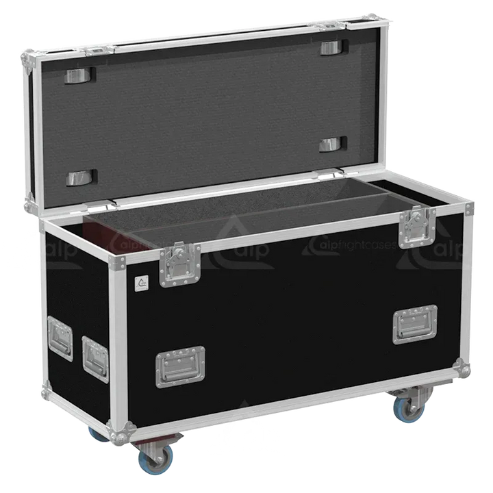 Empty flight case for 1x Elation KL Panel XL showing precision-cut slots for the panel and accessory compartment