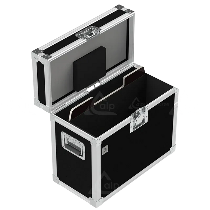 Empty flight case for 1x Elation KL Panel showing precision-cut slots and dedicated accessory space