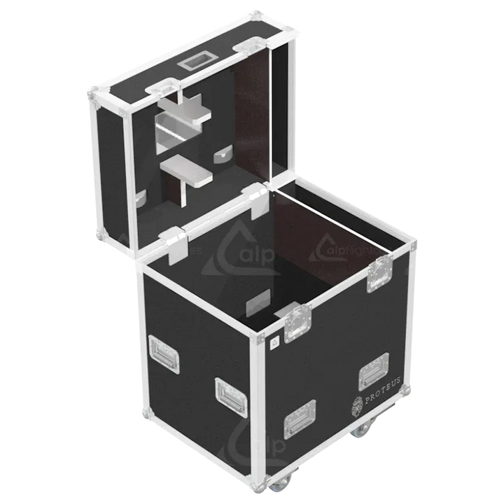 Interior of ALP FLIGHT CASES for 1x Elation Proteus Hybrid showing high-density protective foam (No Foam Shell)