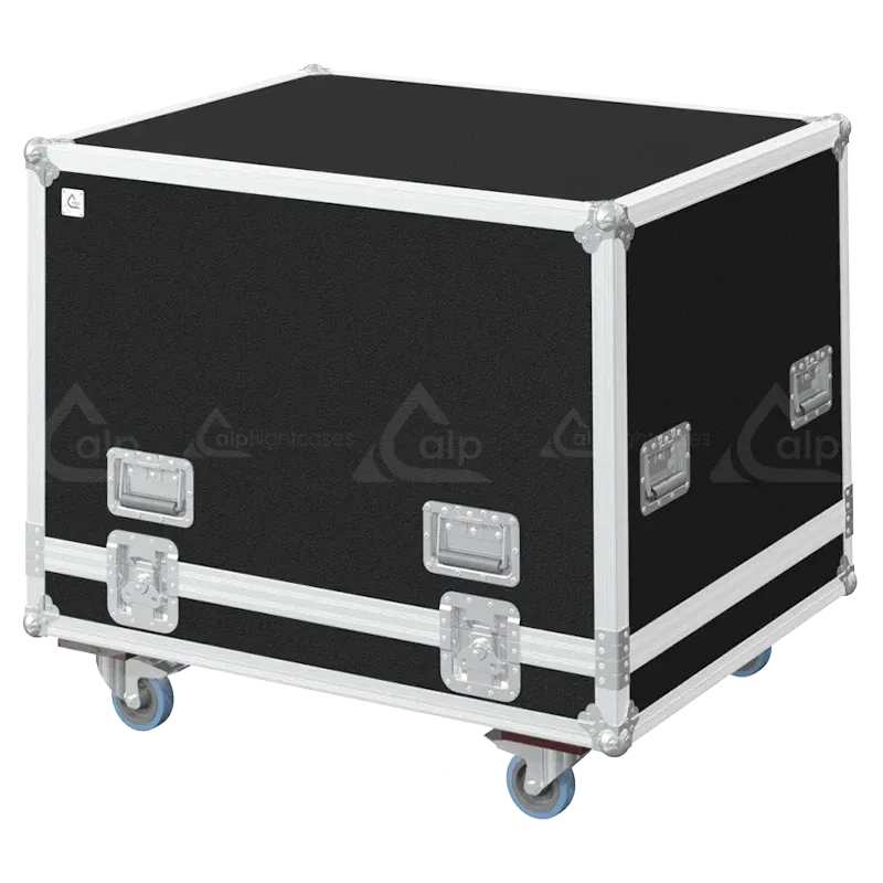 ALP FLIGHT CASES front view of Martin JEM Glaciator Dynamic low fog machine flight case with heavy-duty 10mm birch plywood and 100mm wheels
