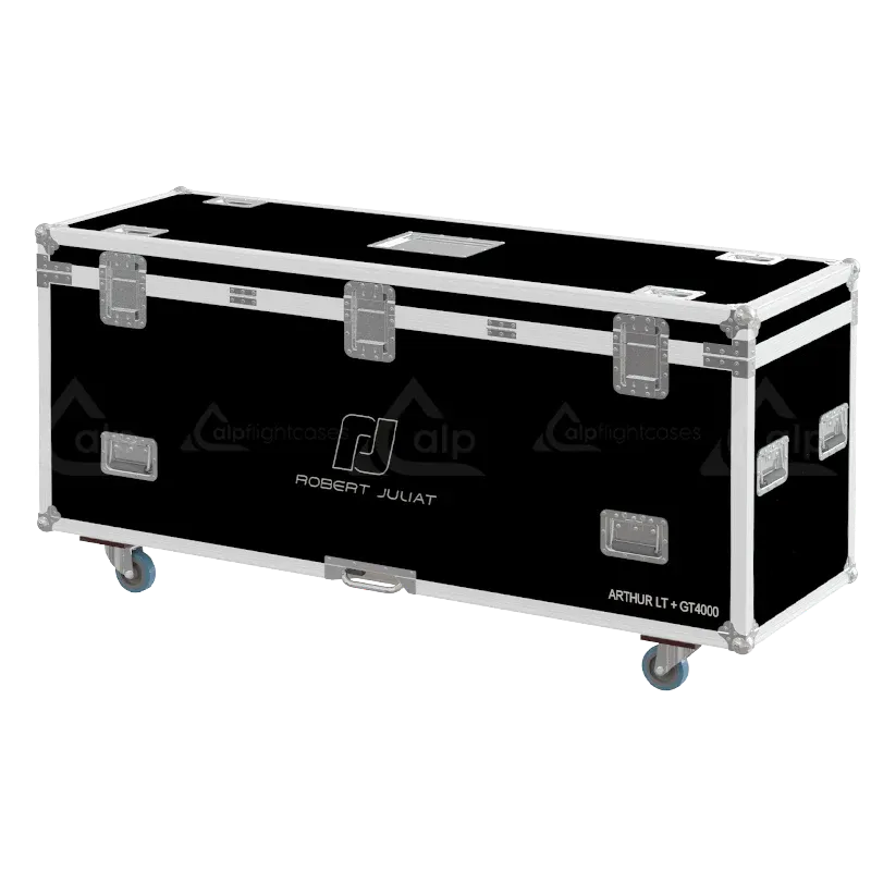 Professional flight case rear view, showcasing structural integrity and touring-grade finishing for Robert Juliat lighting by ALP Flight Cases