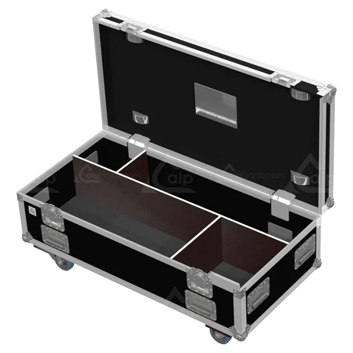 Empty flight case for 1x Robert Juliat PIXIE showing precision-cut interior for the fixture and dedicated space for the ballast