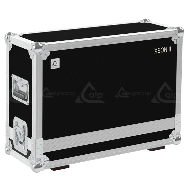 ALP FLIGHT CASES front view of Swefog Xeon II Intellahazer flight case with heavy-duty touring hardware and 100mm wheels
