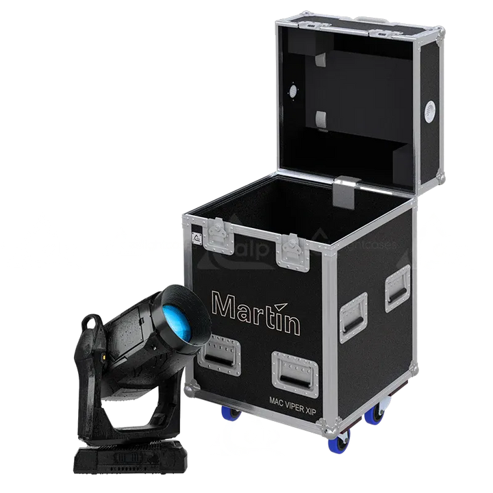1x Martin MAC Viper XIP fixture standing next to the ALP FLIGHT CASES touring solution