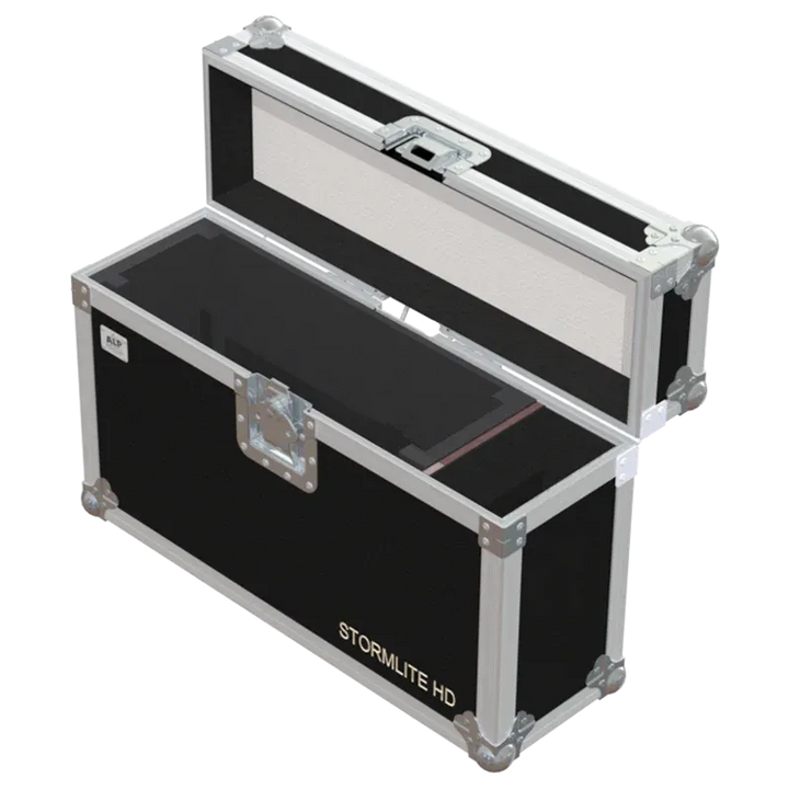 Empty ALP FLIGHT CASES case for Starway Stormlite HD showing internal protection and accessory space for omega brackets