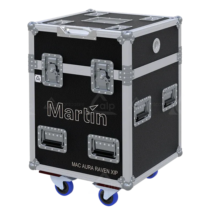 LP FLIGHT CASES - Front perspective of the Martin MAC AURA RAVEN XIP touring case right case