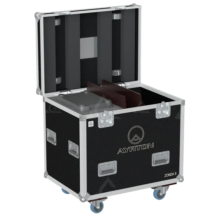 2x Ayrton Zonda 9 FX fixtures secured inside an ALP FLIGHT CASES tailor-made solution