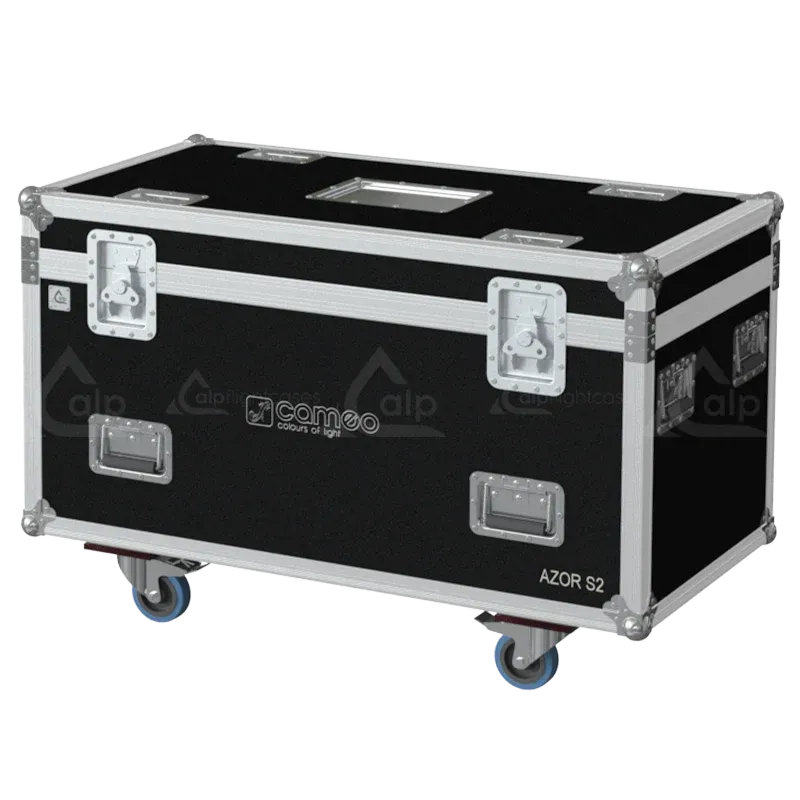 ALP FLIGHT CASES - Front perspective of the 2x Cameo Azor S2 custom touring solution