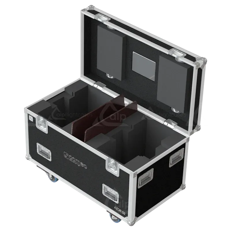 Empty ALP FLIGHT CASES for 2x Cameo Azor S2 with high-density protective foam inserts