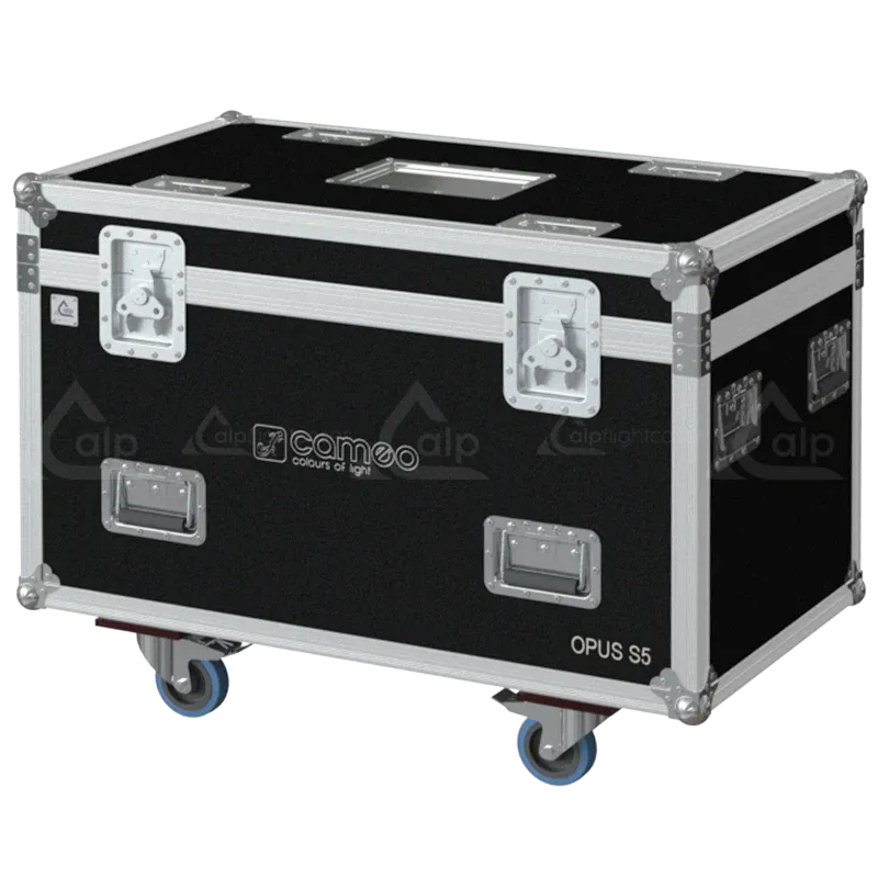 ALP FLIGHT CASES - Front perspective of the 2x Cameo Opus S5 custom touring solution