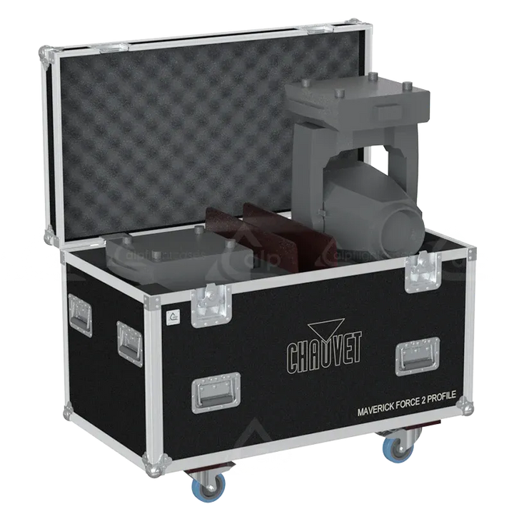 2x Chauvet Maverick Force 2 Profile fixtures inside ALP FLIGHT CASES with custom CNC foam