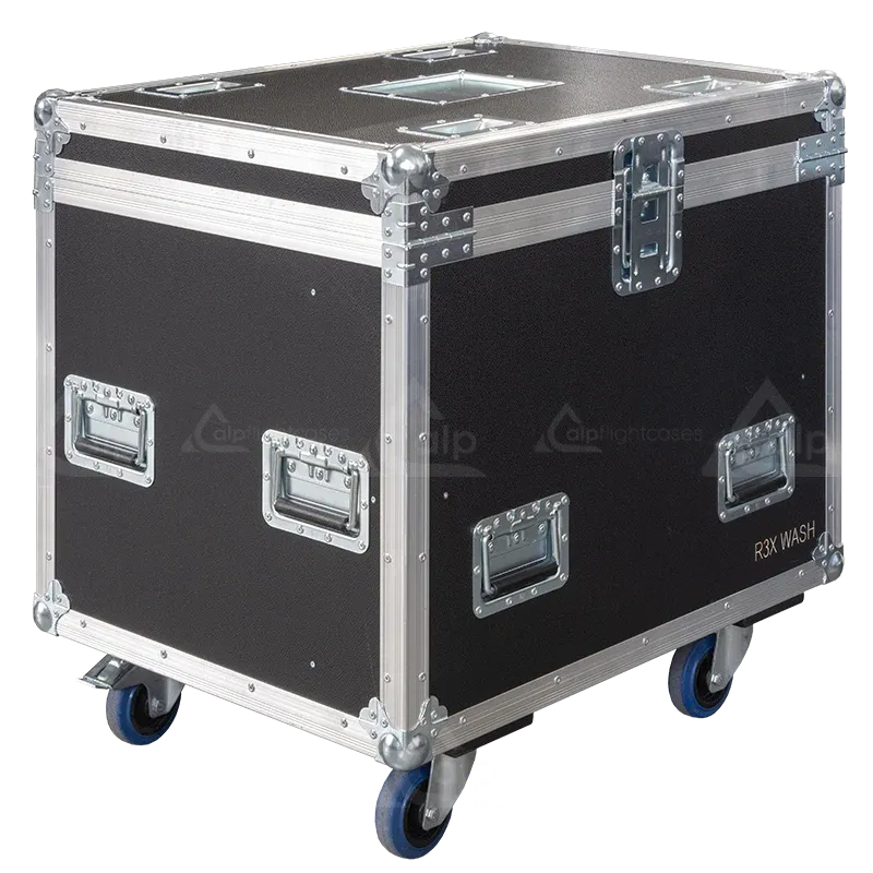 ALP FLIGHT CASES - Rear perspective of 2x Chauvet Rogue R3X Wash touring solution