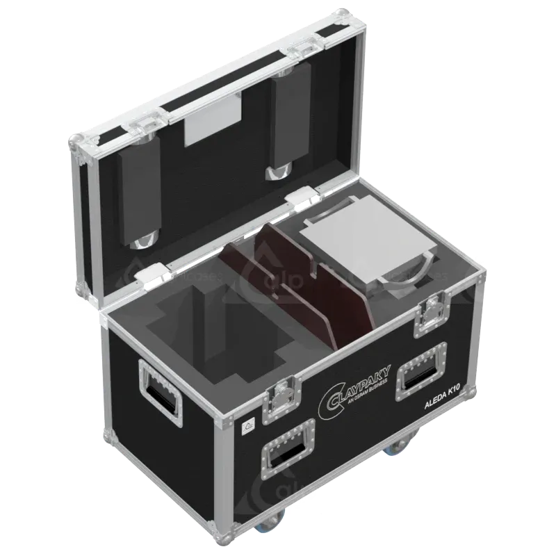 2x Claypaky A.Leda B-Eye K10 fixtures inside ALP FLIGHT CASES with custom CNC foam