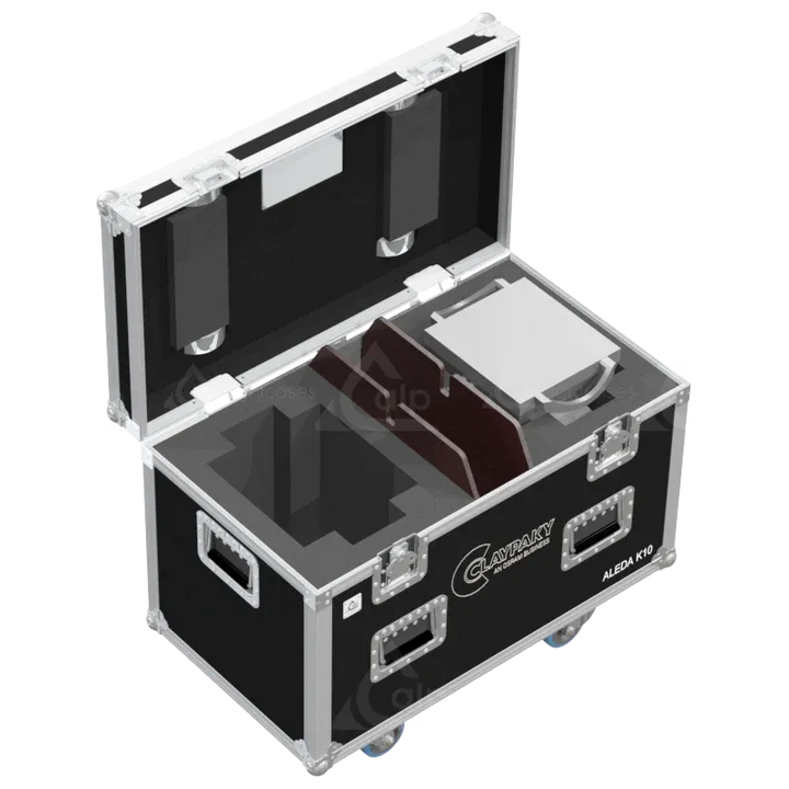 2x Clay Paky A.Leda B-Eye K10 fixtures inside ALP FLIGHT CASES with custom CNC foam