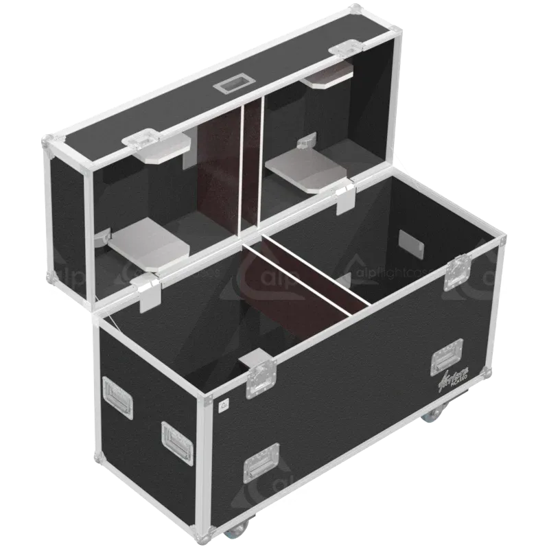 Interior of ALP FLIGHT CASES for 2x Elation Artiste Picasso showing high-density protective foam
