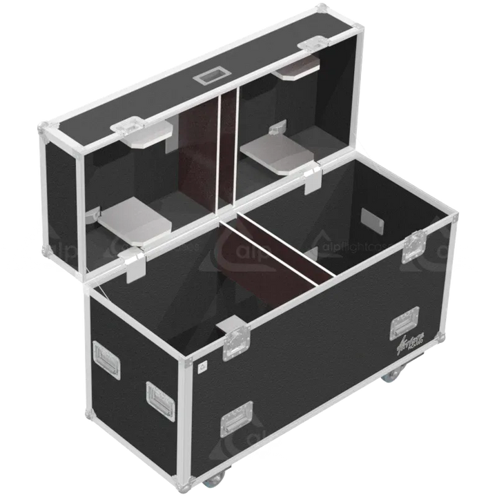 Interior of ALP FLIGHT CASES for 2x Elation Artiste Picasso showing high-density protective foam