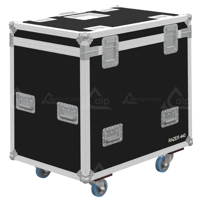 ALP FLIGHT CASES - Rear perspective of the 2x Leding Razer 440 heavy-duty flight case
