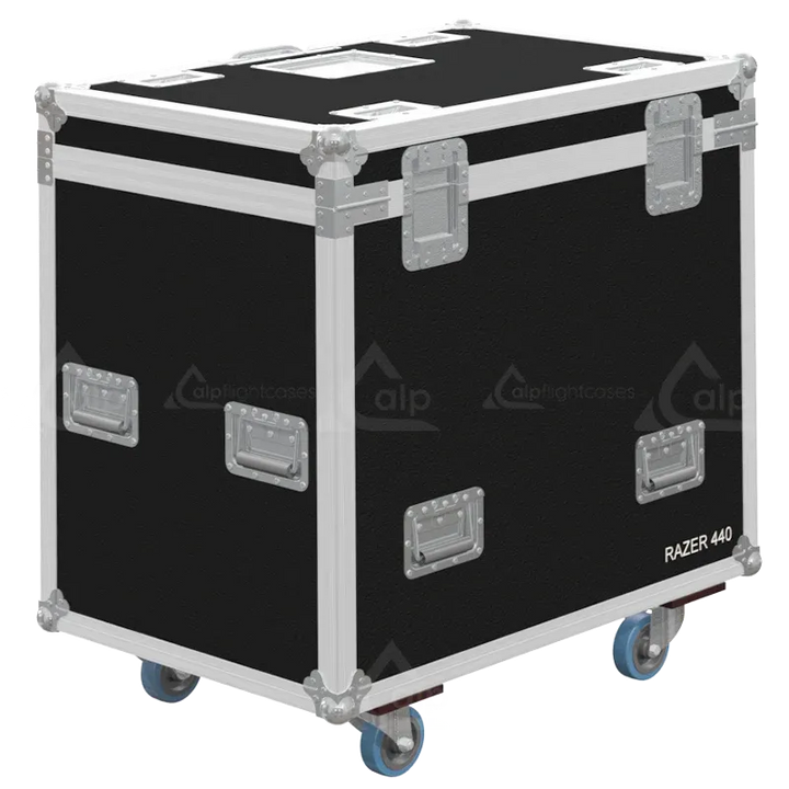 ALP FLIGHT CASES - Rear perspective of the 2x Leding Razer 440 heavy-duty flight case