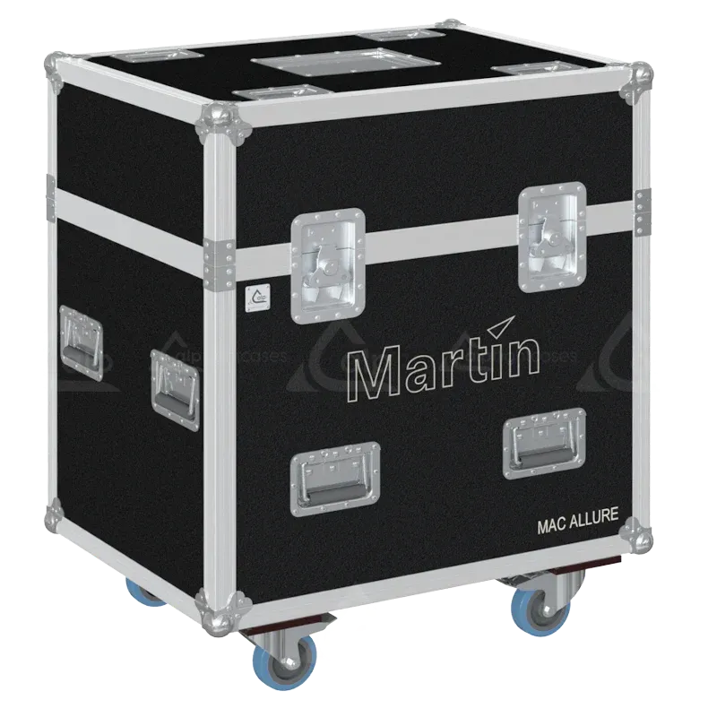 ALP FLIGHT CASES - Front view of 2x Martin MAC Aura PXL / MAC series flight case with heavy-duty hardware