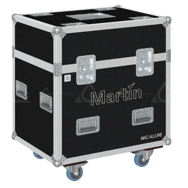ALP FLIGHT CASES - Front view of 2x Martin MAC Aura PXL / MAC series flight case with heavy-duty hardware