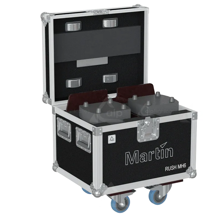 2x Martin Rush MH 6 Wash fixtures inside ALP FLIGHT CASES with custom CNC foam