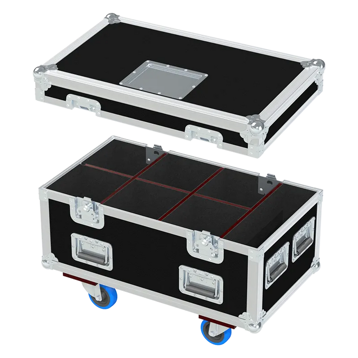 Empty ALP FLIGHT CASES 2-way trunk for Spark Fabrica SF-Z5 showing internal slots and space for powder sachets