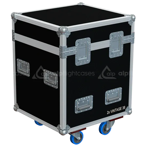 Rear view of Vintage 38cm 2-way transport case built with 10mm birch plywood