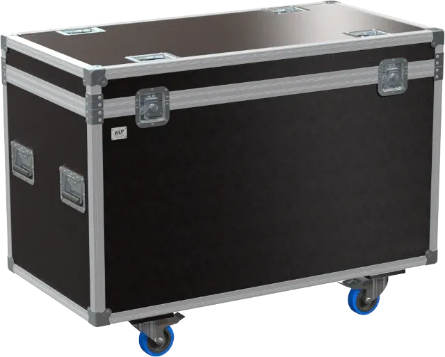 ALP FLIGHT CASES front view of 2x Art System Beam 230 flight case with heavy-duty touring hardware