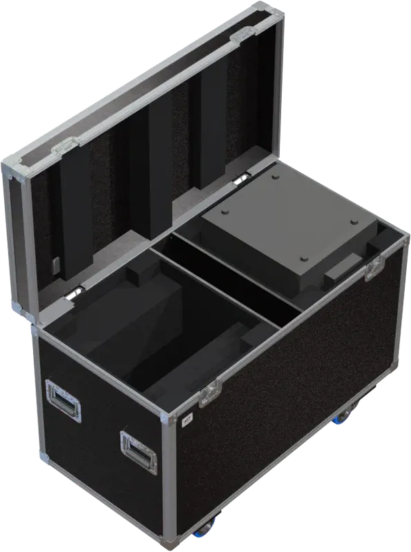 2x Art System Beam 230 fixtures inside ALP flight case with custom CNC foam interior