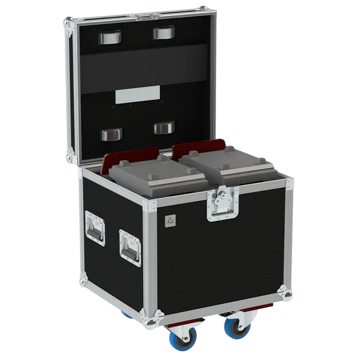 2x Chauvet Intimidator Spot 375Z IRC fixtures inside ALP flight case with custom CNC foam interior