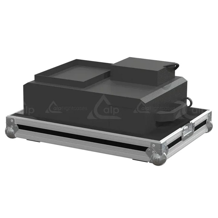 2x Elation Javelin Magma series foggers stored in ALP flight case with custom CNC foam compartments for the nozzle heads