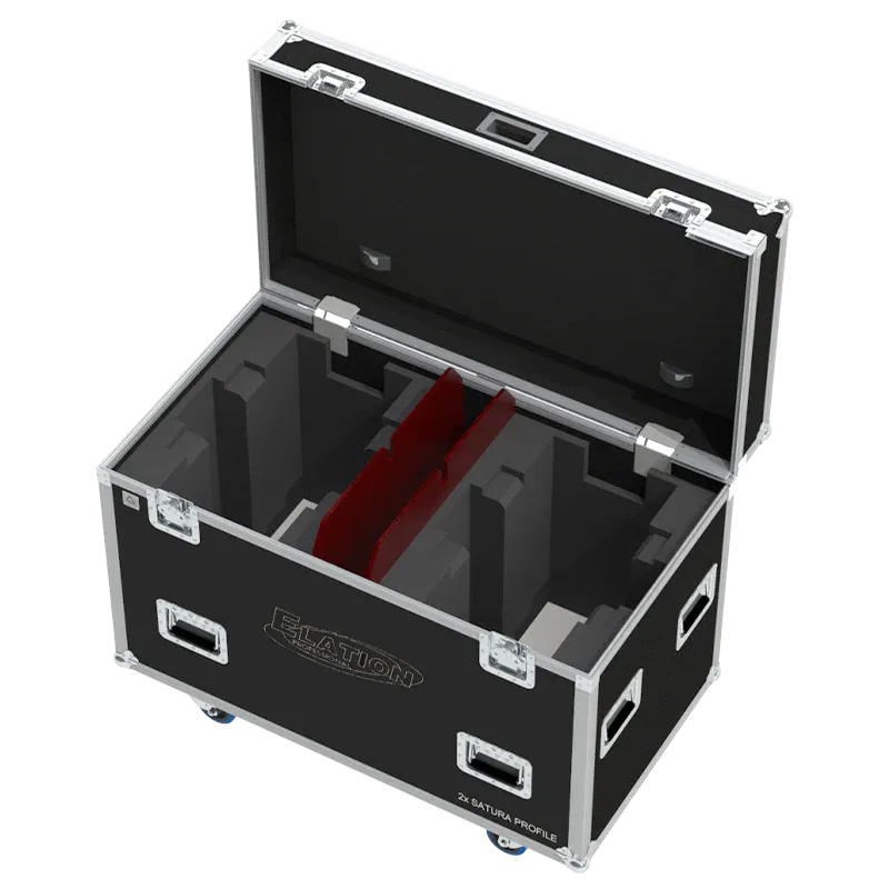 Interior of ALP FLIGHT CASES for 2x Elation Satura Profile showing high-density protective foam