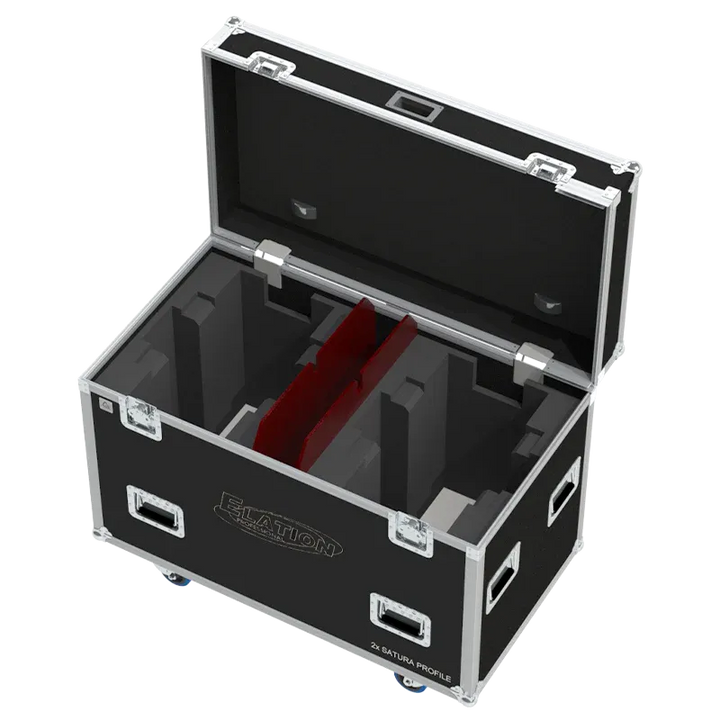 Interior of ALP FLIGHT CASES for 2x Elation Satura Profile showing high-density protective foam