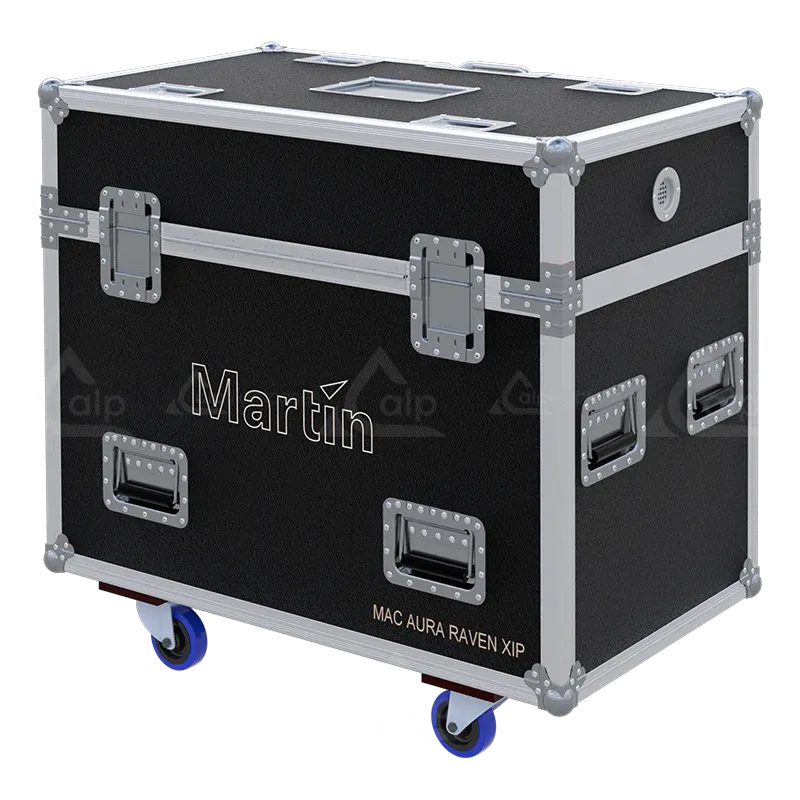 ALP FLIGHT CASES - Rear perspective of the 2x Martin MAC AURA RAVEN XIP professional case