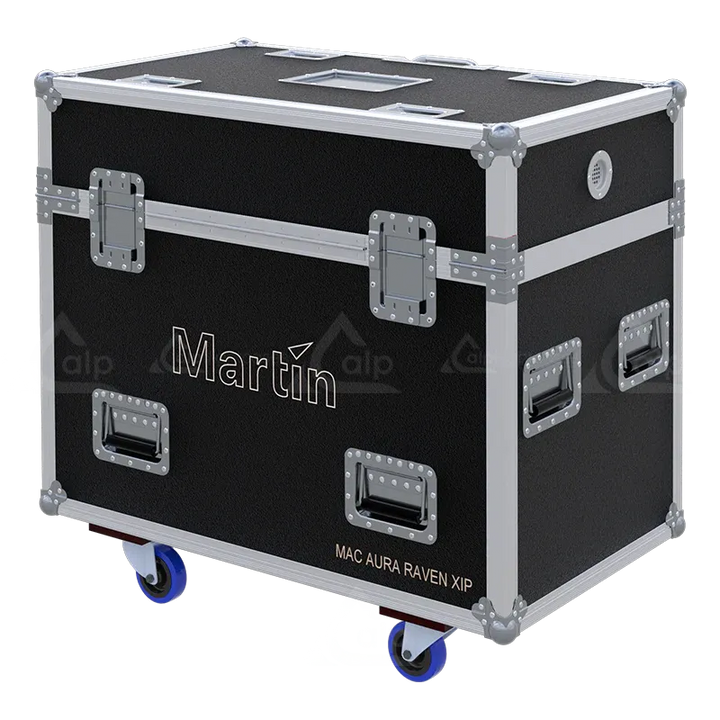 ALP FLIGHT CASES - Rear perspective of the 2x Martin MAC AURA RAVEN XIP professional case