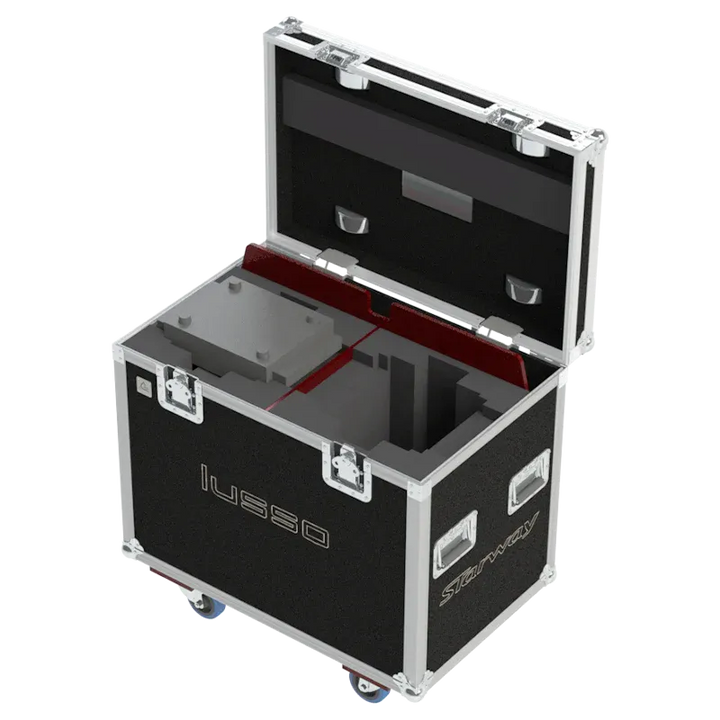 2x Starway Lusso fixtures inside ALP FLIGHT CASES with custom CNC foam