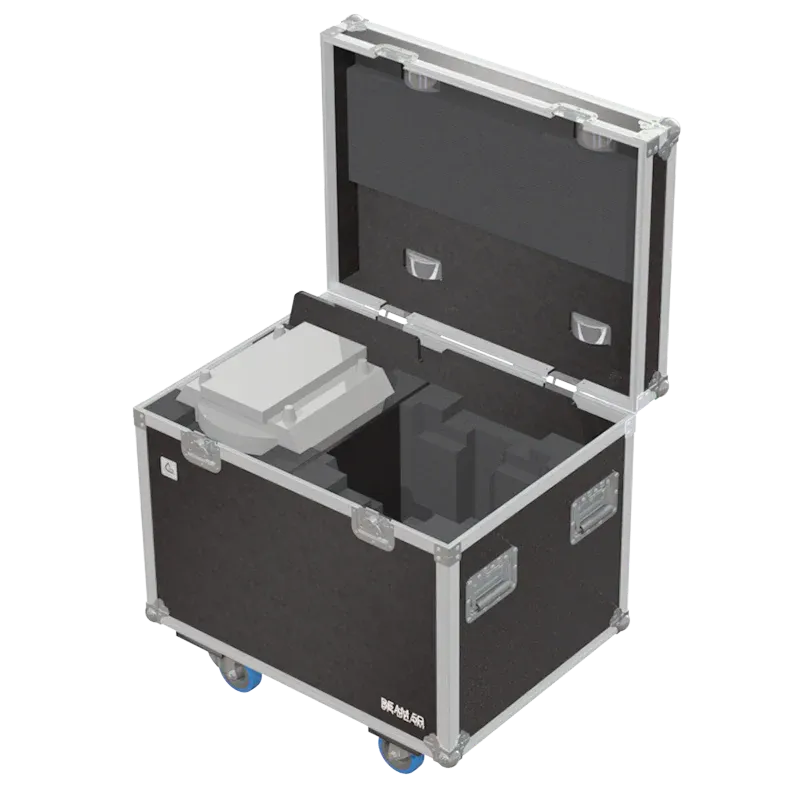 2x Triton Blue 5R Beam fixtures inside ALP FLIGHT CASES with custom CNC foam