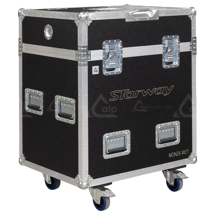ALP FLIGHT CASES - Front perspective of the 2x Starway Monza Wet touring case
