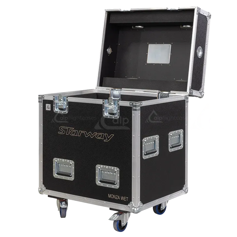 ALP FLIGHT CASES - Front perspective of the 2x Starway Monza Wet touring case