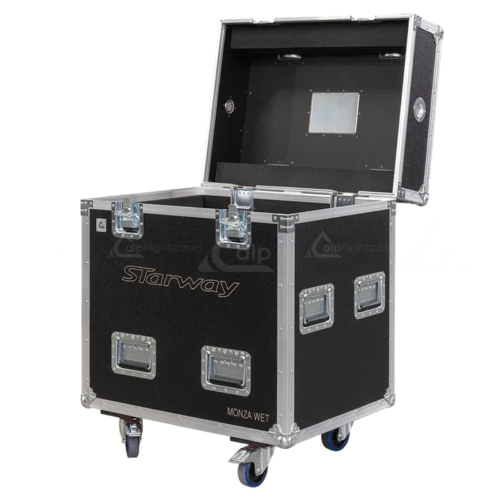 ALP FLIGHT CASES - Front perspective of the 2x Starway Monza Wet touring case