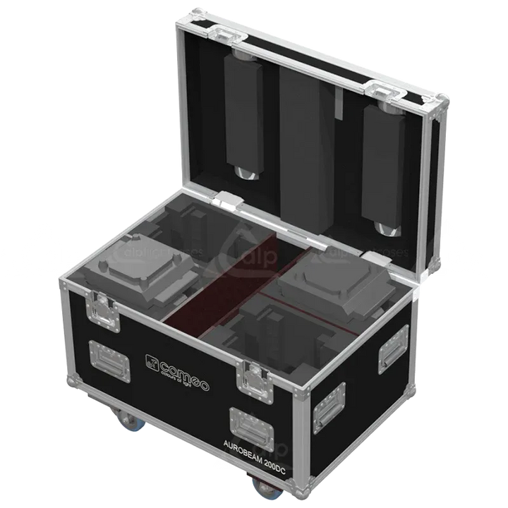 x Cameo Auro Beam 200 DC fixtures inside ALP FLIGHT CASES with custom CNC foam