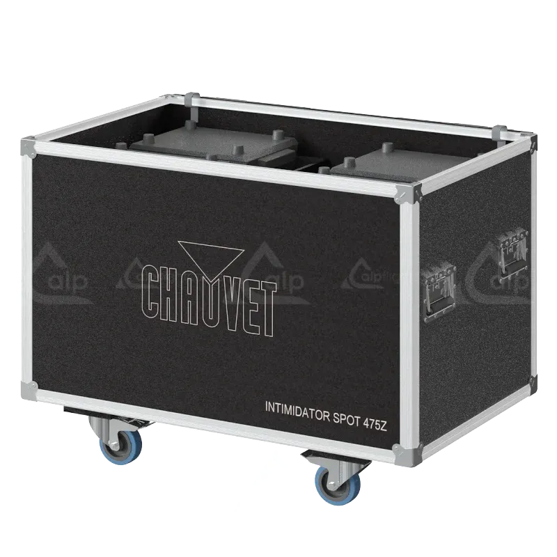 4x Chauvet Intimidator Spot 475Z fixtures inside ALP FLIGHT CASES with custom CNC foam